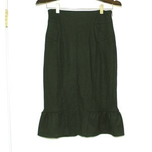 Diane Von Furstenberg Black Pencil Skirt w/ Ruffle